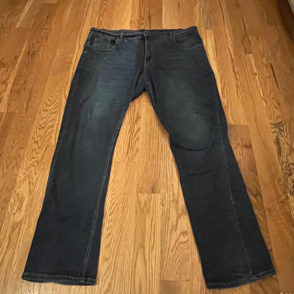 Blackwave Mens Dark Wash Bootcut Jeans Size 42x32 Cotton Blend Stretch Comfort
